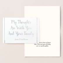 Anpassat Silver Foil Sympathies Card