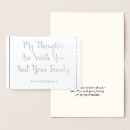 Anpassat Silver Foil Sympathies Card Folierat Kort