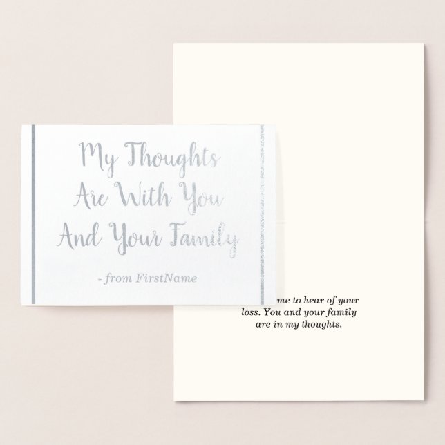 Anpassat Silver Foil Sympathies Card Folierat Kort (Display)