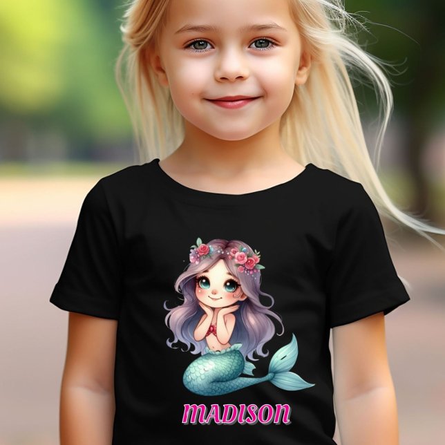 Anpassat Sjöljungfru Namn Svart T Shirt (Skapare uppladdad)