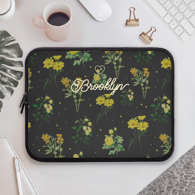 Anpassat skriptnamn Blommönster Laptop Fodral (Skapare uppladdad)