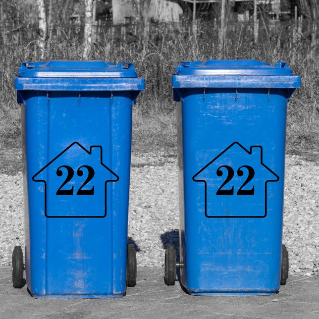 Anpassat soptraskåns adressnummer klistermärken (garbage can stickers)