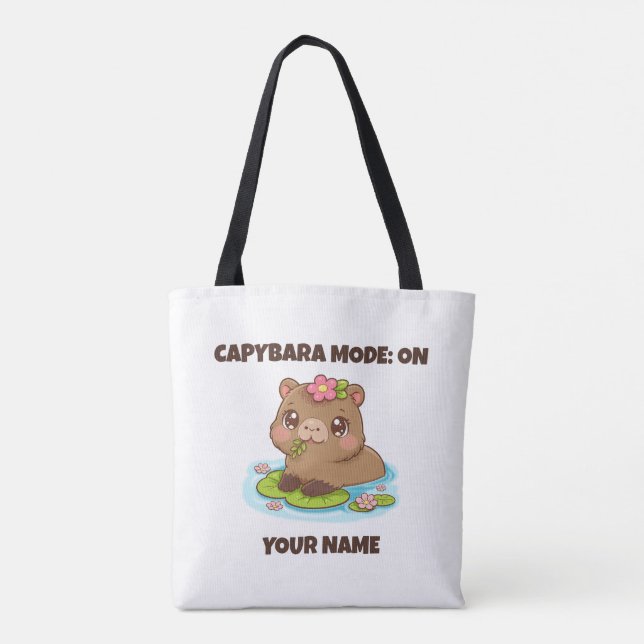Anpassat Sött Kawaii Kapybara-läge Tygkasse (Baksida)