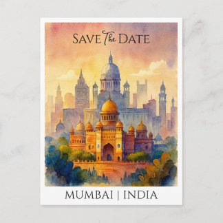 Anpassat Spara datumet Mumbai Indien Akvarell Vykort