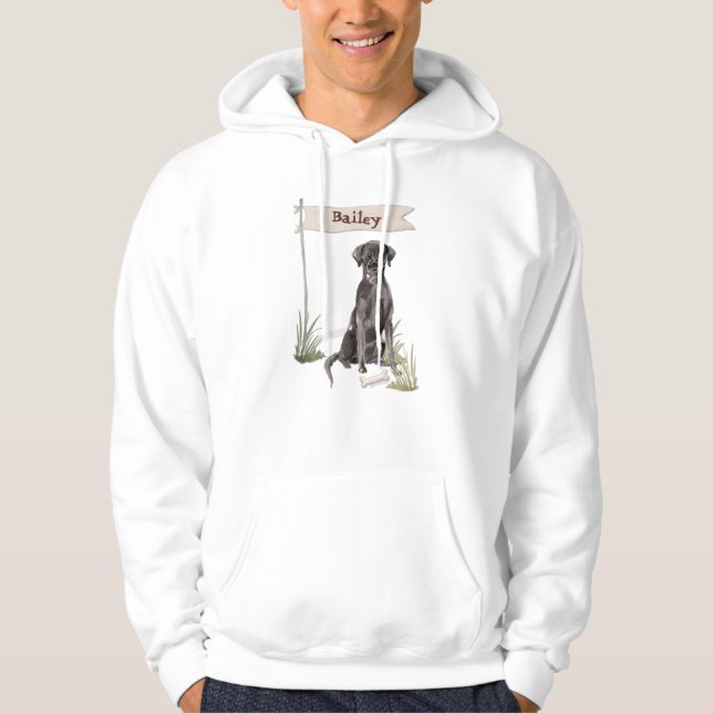 Anpassat svart Lab Namn Husdjur Hund Hoodie (Framsida)