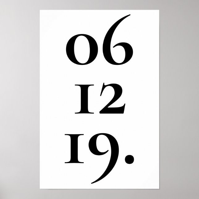 Anpassat Svart Och Vitt Speciellt Datum Poster (Framsidan)
