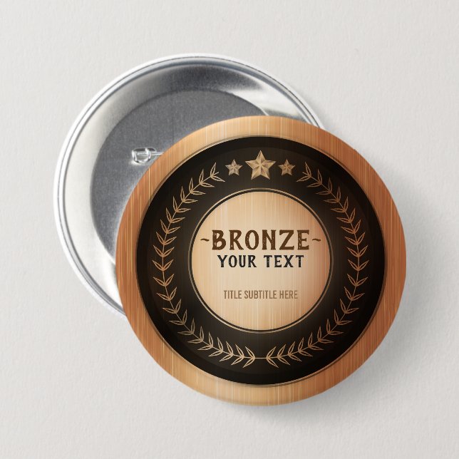 ANPASSAT TRYCK DIY-MEDALJ Bronsmästare REDIGERBAR Knapp (Framsida & baksida)