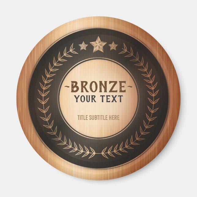 ANPASSAT TRYCK DIY-MEDALJ Bronsmästare REDIGERBAR Magnet (Framsidan)