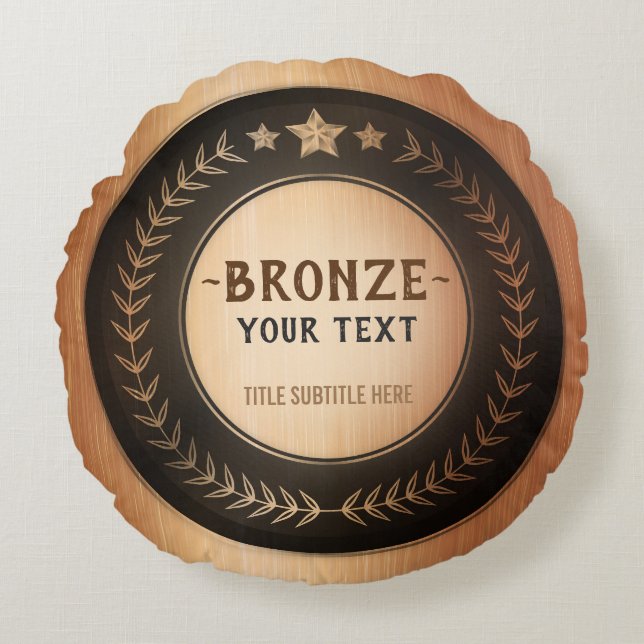 ANPASSAT TRYCK DIY-MEDALJ Bronsmästare REDIGERBAR Rund Kudde (Framsidan)
