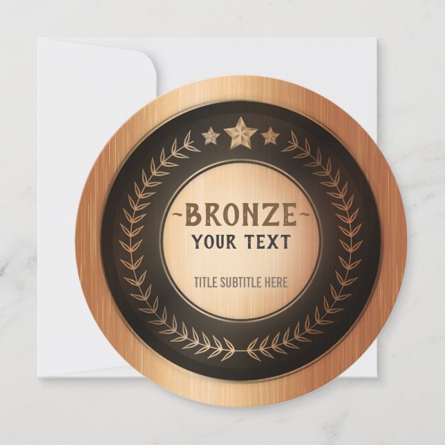 ANPASSAT TRYCK DIY-MEDALJ Bronsmästare REDIGERBAR Tack Kort (Framsida)
