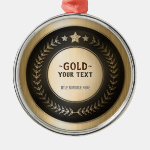 ANPASSAT TRYCK DIY-MEDALJ Guld #1 Mästare REDIGERB Julgransprydnad Metall