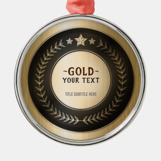 ANPASSAT TRYCK DIY-MEDALJ Guld #1 Mästare REDIGERB Julgransprydnad Metall (Framsidan)