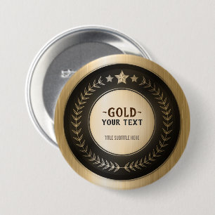 ANPASSAT TRYCK DIY-MEDALJ Guld #1 Mästare REDIGERB Knapp