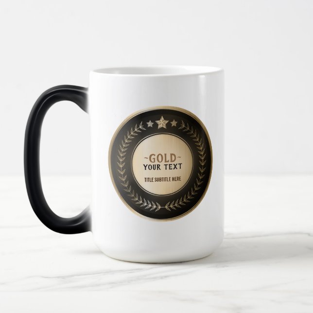 ANPASSAT TRYCK DIY-MEDALJ Guld #1 Mästare REDIGERB Magisk Mugg (Vänster)