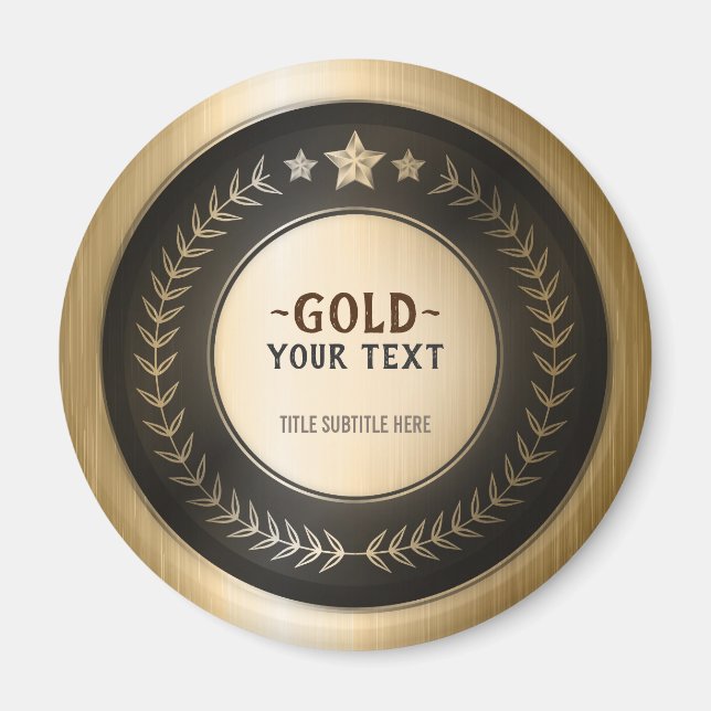 ANPASSAT TRYCK DIY-MEDALJ Guld #1 Mästare REDIGERB Magnet (Framsidan)