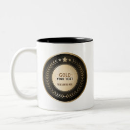 ANPASSAT TRYCK DIY-MEDALJ Guld #1 Mästare REDIGERB Två-Tonad Mugg