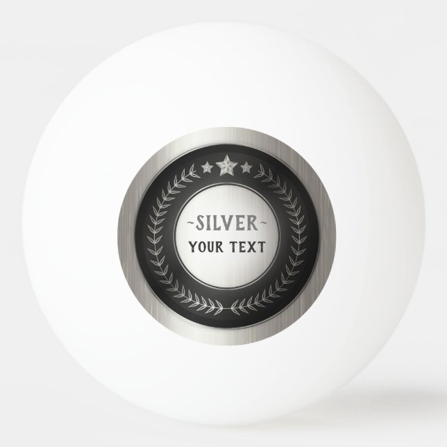 ANPASSAT TRYCK DIY-MEDALJ Silver LÄGG TILL DIN LOG Pingisboll (Framsidan)