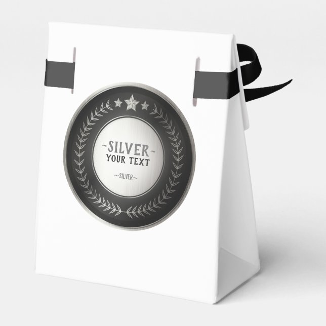 ANPASSAT TRYCK DIY-MEDALJ Silver LÄGG TILL DIN LOG Presentaskar (Baksidan Sidan)