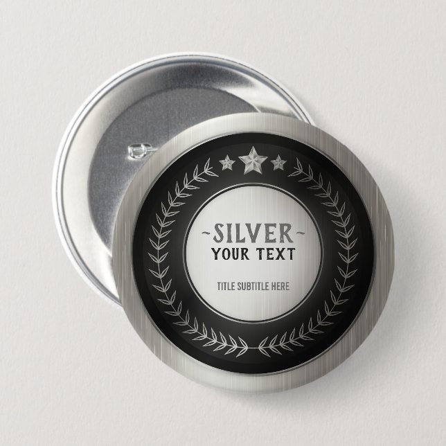 ANPASSAT TRYCK DIY-MEDALJ Silvermästare REDIGERBAR Knapp (Framsida & baksida)