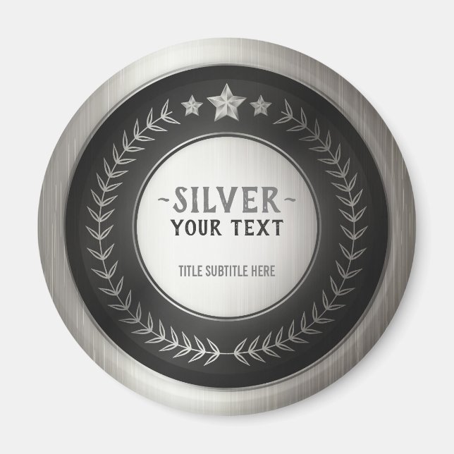 ANPASSAT TRYCK DIY-MEDALJ Silvermästare REDIGERBAR Magnet (Framsidan)