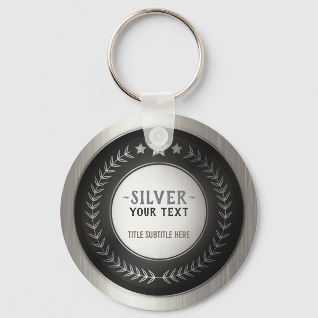 ANPASSAT TRYCK DIY-MEDALJ Silvermästare REDIGERBAR Nyckelring (Framsida)
