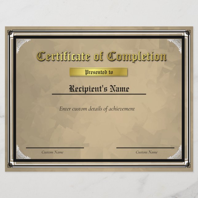 Anpassat tunn blå linje-flaggcertifikat (Framsida)