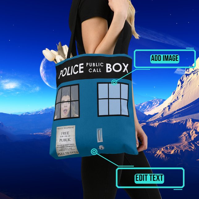 Anpassat verktyg för polisruta tygkasse (Travel anywhere in time and space with this fun tote)