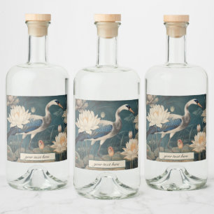 Anpassat Vintage Blå Trana Botaniskt Sprit Etikett