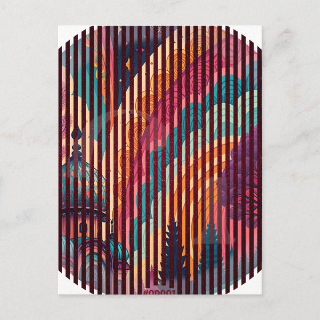 Anpassbar randig fantasipostkort vykort (Framsida)