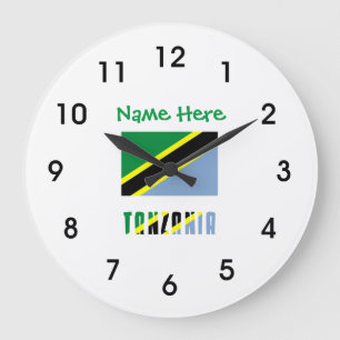 Anpassning av Tanzania Tanzanias Flagga Grönt Stor Klocka