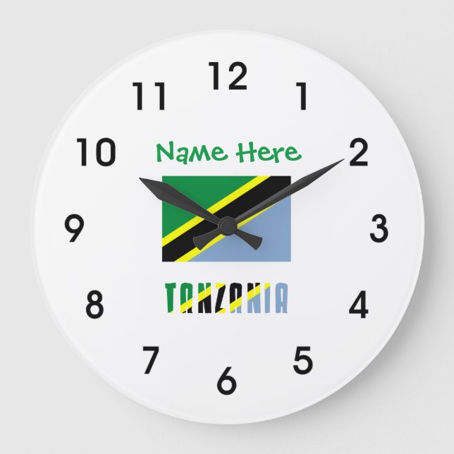 Anpassning av Tanzania Tanzanias Flagga Grönt Stor Klocka (Framsida)