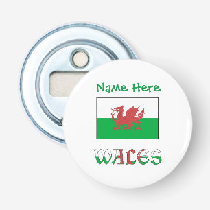 Anpassning av Wales och Wales Flagga Grönt Flasköppnare