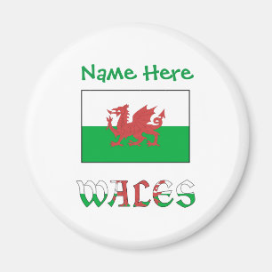 Anpassning av Wales och Wales Flagga Grönt Magnet