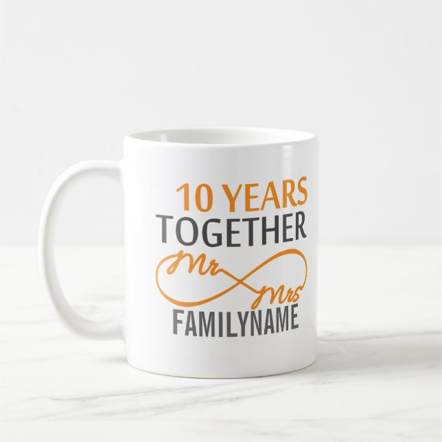 Anpassningsbar 10-årsdagen kaffemugg (Vänster)