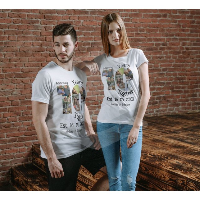 Anpassningsbar 10:e bröllop-årsdagen 11 fotokollag t shirt (Skapare uppladdad)