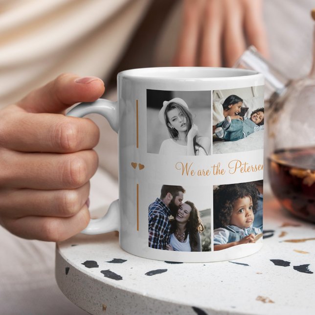 Anpassningsbar 10 fotokollage din moderna textfami kaffemugg (Skapare uppladdad)
