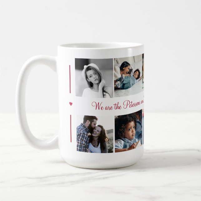 Anpassningsbar 10 fotokollage din moderna textfami kaffemugg (Vänster)