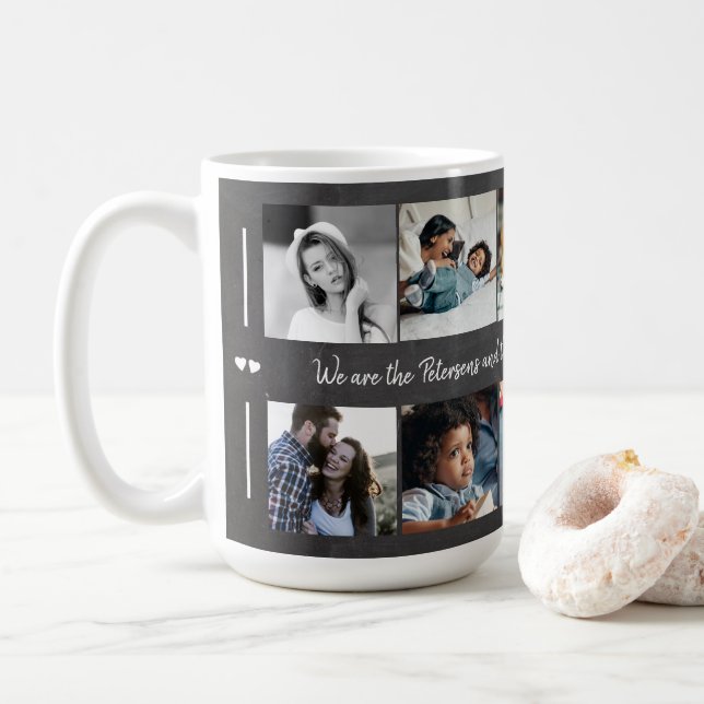Anpassningsbar 10 fotokollage din textfamiljs rous kaffemugg (Med munk)