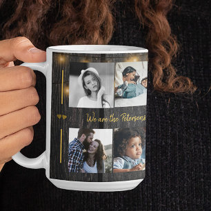 Anpassningsbar 10 fotokollage din textfamiljs rous kaffemugg