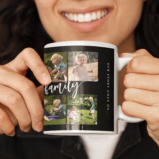 Anpassningsbar 10 fotokollage ditt textfamiljskrip kaffemugg (Skapare uppladdad)