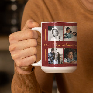 Anpassningsbar 10 fotokollage eleganten i textfami kaffemugg