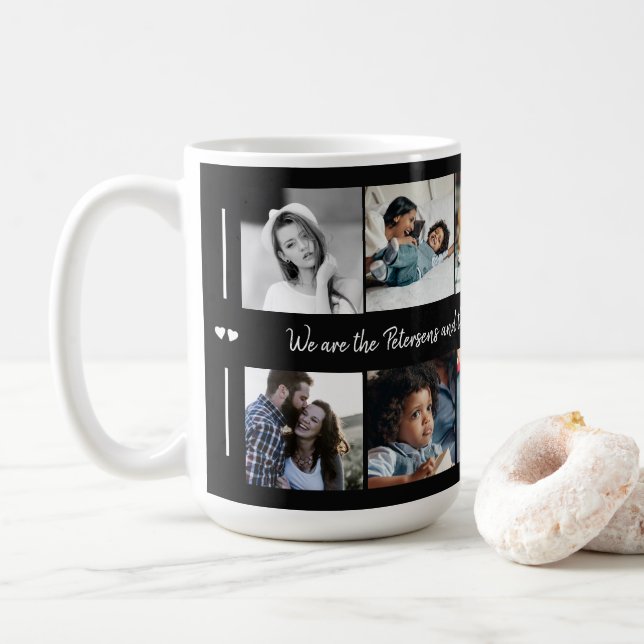 Anpassningsbar 10 fotokollage eleganten i textfami kaffemugg (Med munk)