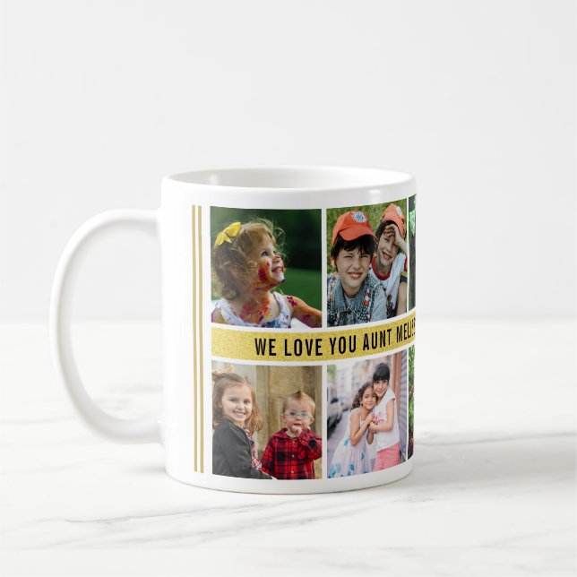 Anpassningsbar 10 Fotokollage Vi Kärlek dig Moster Kaffemugg (Vänster)