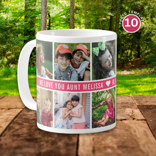 Anpassningsbar 10 Fotokollage Vi Kärlek er Moster Kaffemugg