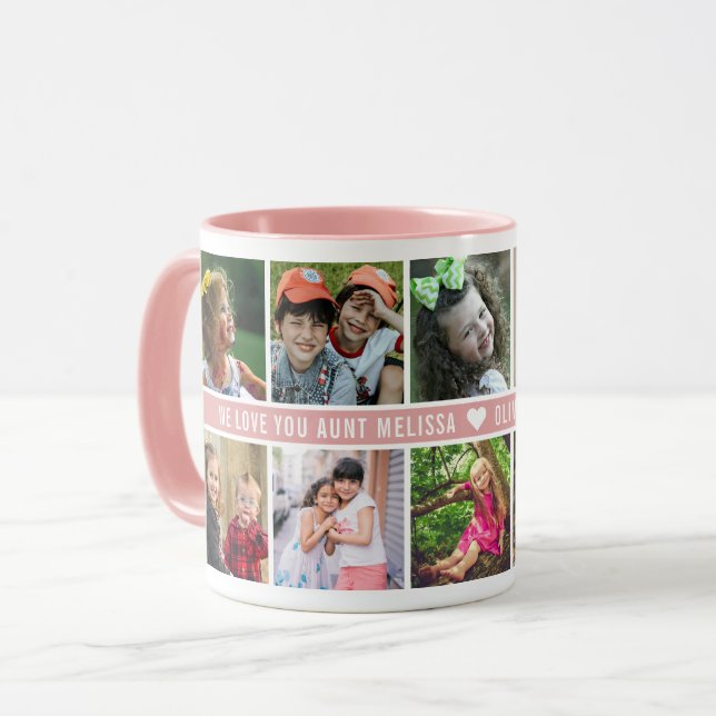 Anpassningsbar 10 Fotokollage Vi Kärlek er Moster  Mugg (Framsida vänster)