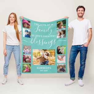 Anpassningsbar 11 Fotokollage-familjen Kärlek-offe Fleecefilt