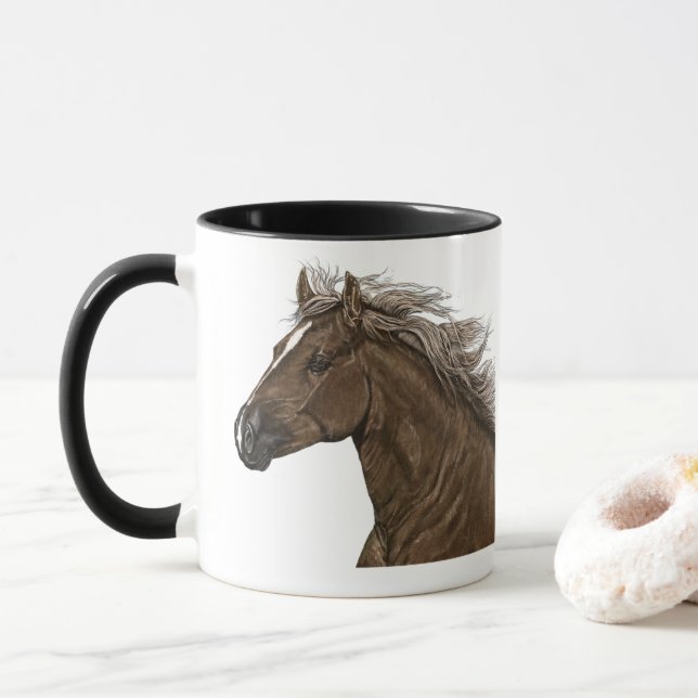 Anpassningsbar 11oz Horse Mugg ändringsbart meddel (Med munk)