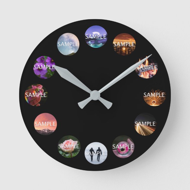 Anpassningsbar 12 Fotoklocka  Rund Klocka (Framsida)