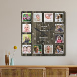 Anpassningsbar 12 Fotokollage Family Quote Pallet  Fyrkantig Klocka<br><div class="desc">Skapa din egen fotokollage-väggklocka med 12 av ditt favoritbilder. Fotoklockan ram hjälper dig att uppskatta dina speciella stunder och ger också en tankfull gåva till föräldrar, mor- och farföräldrar och vänner. Personligens familjeklocka gör den till en perfekt för tillfällen. Anpassa till namn och fastställa datum. Citatet "Familj är allt" ger...</div>