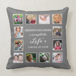 Anpassningsbar 12 Fotokollage Grandchildren Quote  Kudde